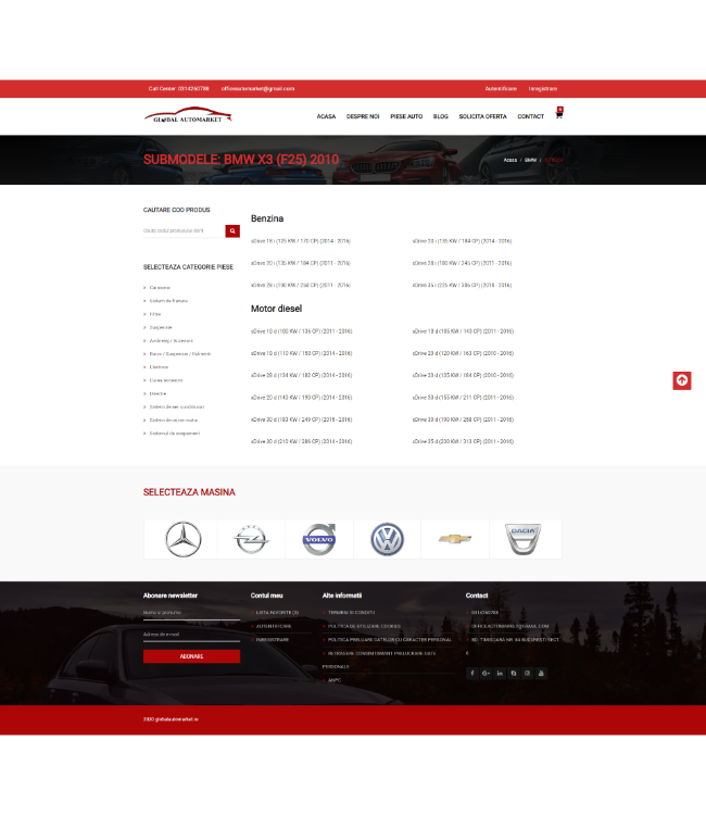Aftermarket auto parts online store (TecDoc) - www.globalautomarket.ro/