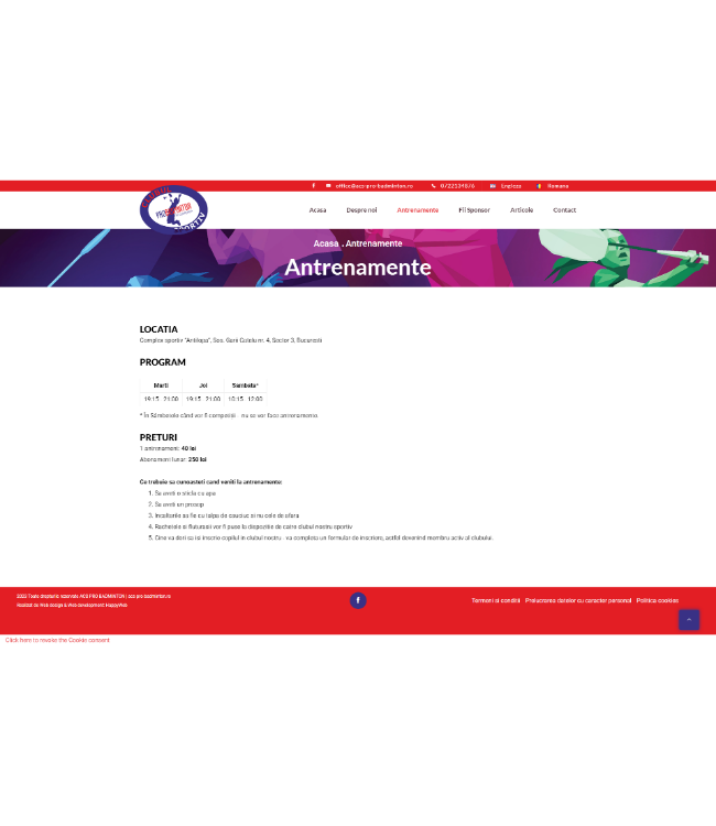 Presentation website - acs-pro-badminton.ro