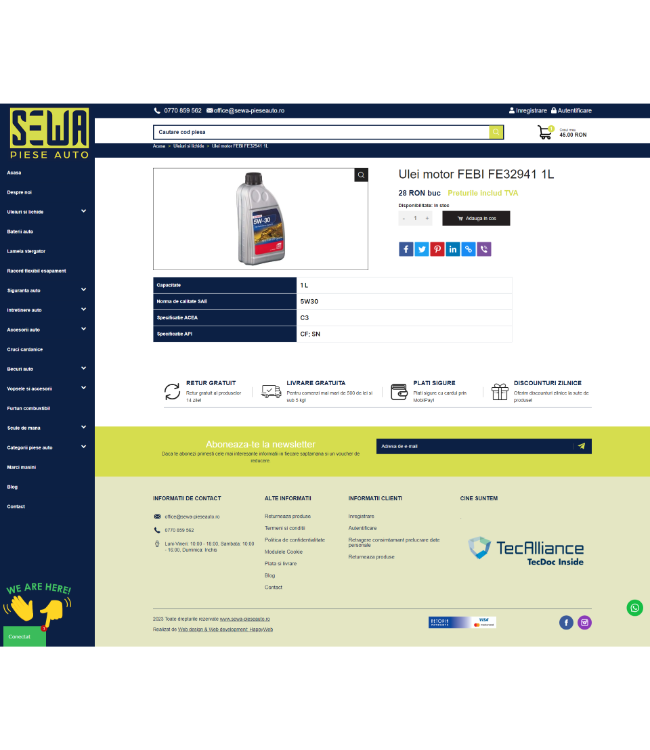 Online store with TecDoc licence - sewa-pieseauto.ro