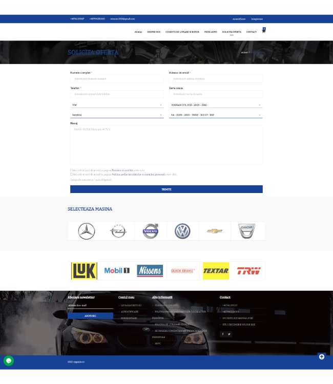 Magazin online de piese auto aftermarket (TecDoc) - nvcauto.ro | HappyWeb.ro