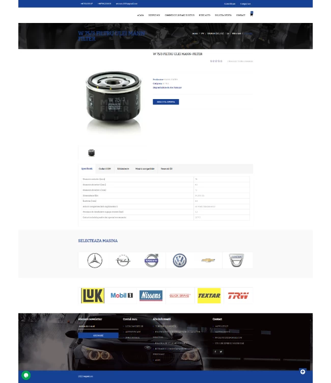 Aftermarket auto parts online store (TecDoc) - nvcauto.ro | HappyWeb.ro