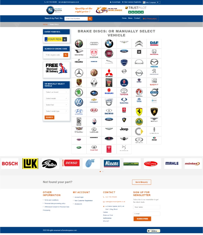 Aftermarket auto parts online store (TecDoc) - a2zmotorspares.com | HappyWeb.ro