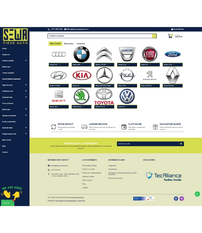 Online store with TecDoc licence - sewa-pieseauto.ro | HappyWeb.ro